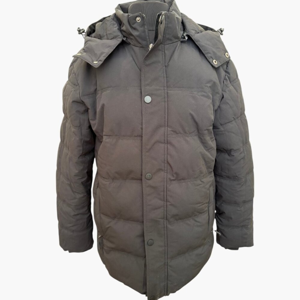 Men's Black Puffer Parka Jacket - Insulated Winter Coat